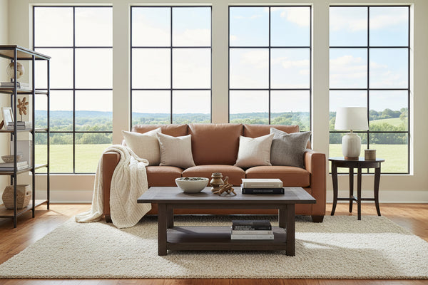 Miles 80 Inch Apartment Three Cushion Pillow Back Leather Sofa