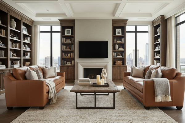 Miles 80 Inch Apartment Three Cushion Pillow Back Leather Sofa