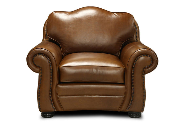Milo Traditional Leather Club Chair With Nailheads