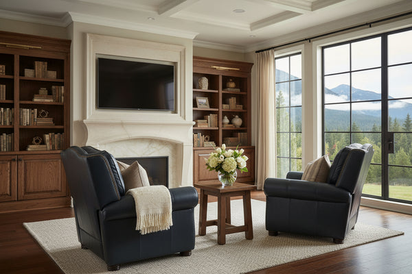 Milo Traditional Leather Rolled Arm Club Chair Recliner