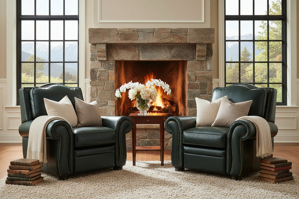 Milo Traditional Leather Rolled Arm Club Chair Recliner