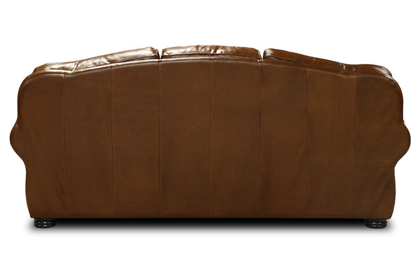 Milo 90 Inch Traditional Leather Roll Arm Sofa With Nailheads
