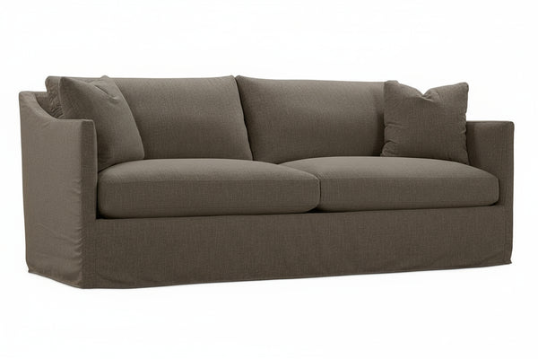 Nash II 82 Inch Sloping Track Arm Two Seat Cushion Fabric Slipcovered Couch