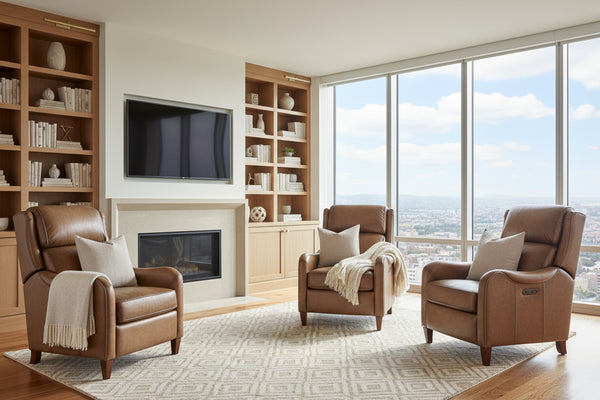 Nate Nature Dual Power "Quick Ship" Leather Transitional Recliner