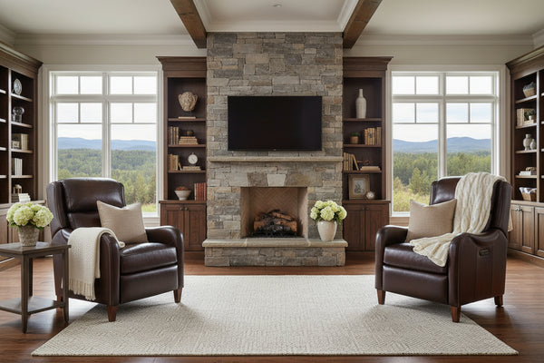 Nate Vortex Dual Power "Quick Ship" Leather Transitional Recliner