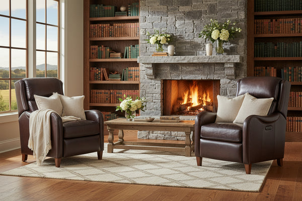 Nate Vortex Dual Power "Quick Ship" Leather Transitional Recliner