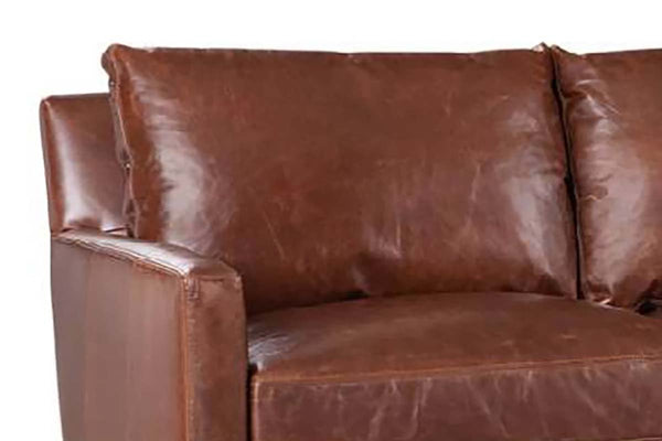 Nathan Brown 85 Inch "Quick Ship" Transitional Top Grain Leather Pillow Back Sofa