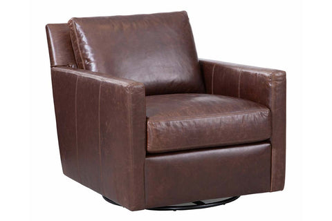 Nathan "Quick Ship" Swivel Track Arm Leather Chair