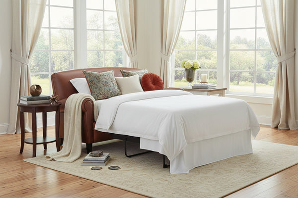 Newport 74 Inch Leather Full Size Apartment Sleeper Sofa