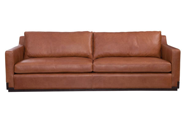 Nicholas Saddle 97 Inch "Quick Ship" Modern Top Grain Leather Lounge Sofa