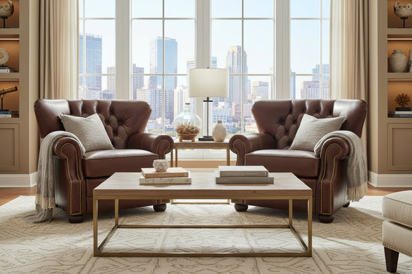 Nigel Chesterfield Leather Button Tufted Recliner