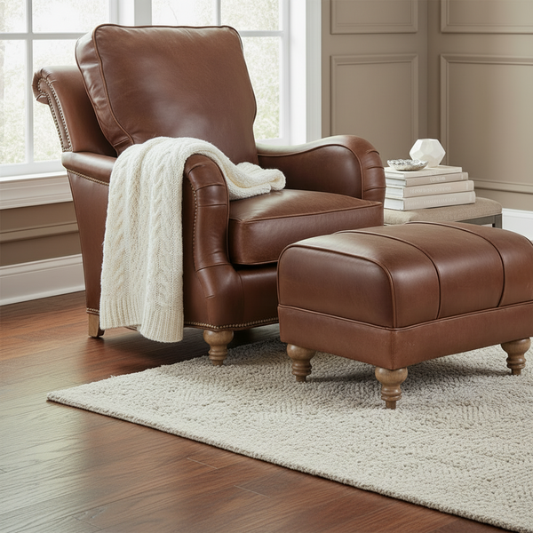 Nottingham Leather English Arm Pillow Back Accent Arm Chair