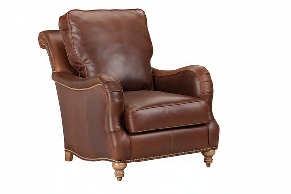 Nottingham Leather English Arm Pillow Back Accent Arm Chair
