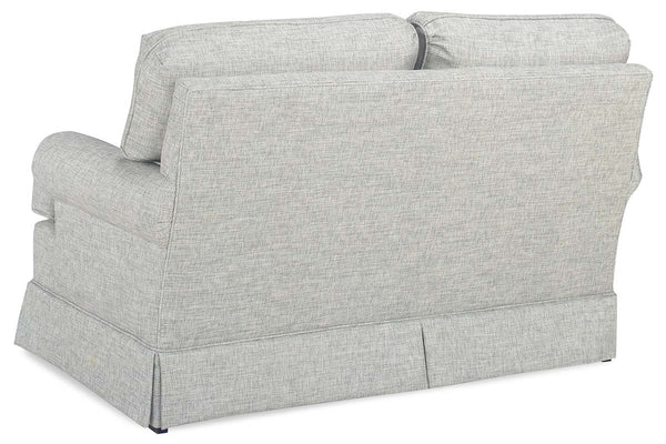 Olive 61 Inch 8-Way Hand Tied Traditional Rolled Arm Fabric Loveseat With Shallow Seat