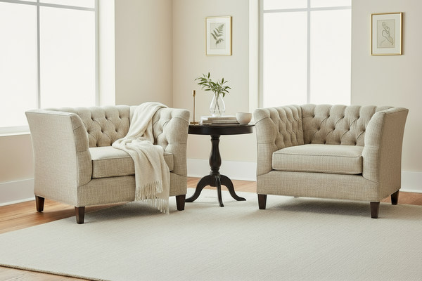 Opal Traditional 8-Way Hand Tied Tufted Fabric Shelter Arm Chair