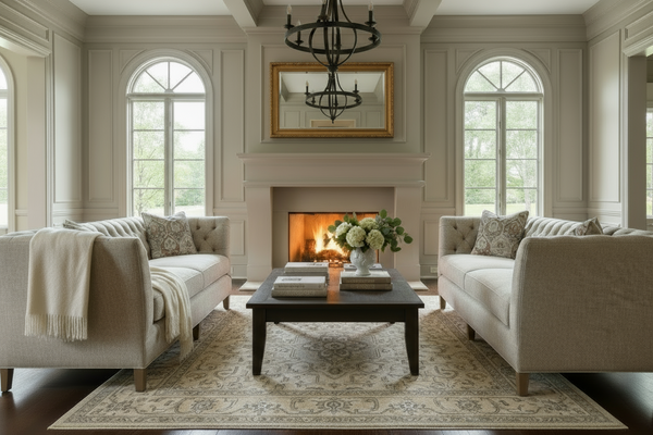 Opal Traditional 86 Inch 8-Way Hand Tied Tufted Fabric Shelter Arm Sofa