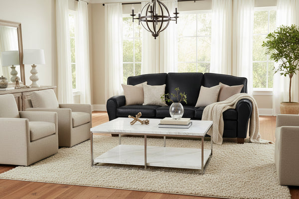 Orleans 83.5 Inch Vintage Leather French Club Sofa