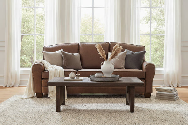 Orleans 83.5 Inch Vintage Leather French Club Sofa