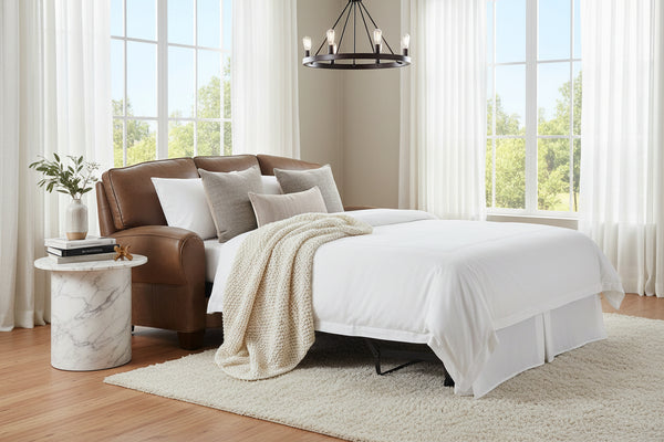 Orleans 83.5 Inch 3 Cushion Leather Queen Sleeper Sofa