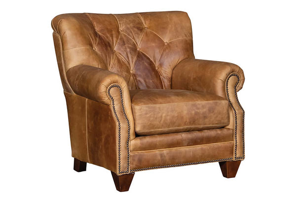 Otis Leather Tufted Tight Back Accent Chair