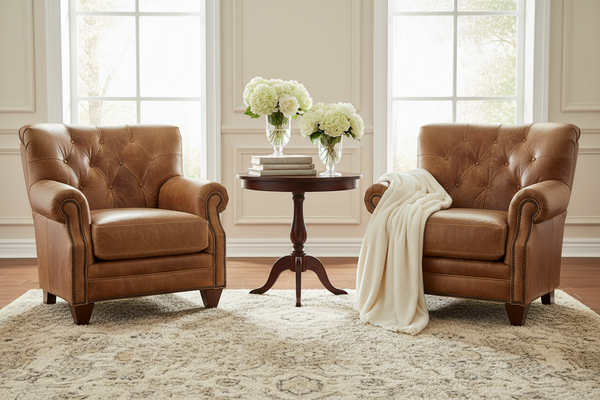 Otis Leather Tufted Tight Back Accent Chair