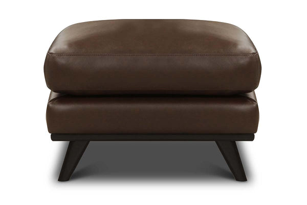 Jude Mid-Century Modern Leather Pillow Top Foot Stool Ottoman