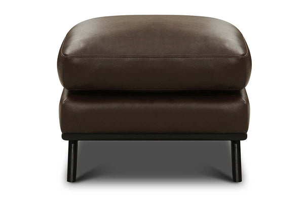 Jude Mid-Century Modern Leather Pillow Top Foot Stool Ottoman