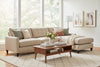 Image of Ellie Fog 103 Inch "Quick Ship" Biscuit Back Reversible Chaise Sofa