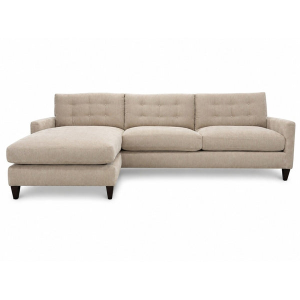 Ellie Fog 103 Inch "Quick Ship" Biscuit Back Reversible Chaise Sofa