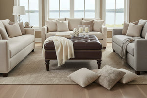 Oxford 39 Inch Square Deep Button Tufted Ottoman With Nailhead Trim