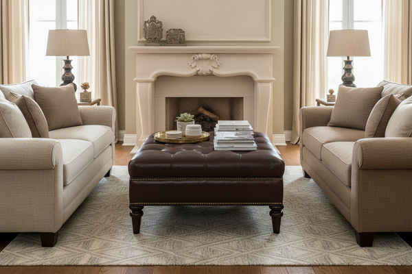 Oxford 39 Inch Square Deep Button Tufted Ottoman With Nailhead Trim