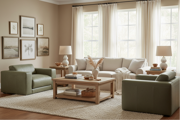 Palmer Modern Leather Track Arm Sofa Collection