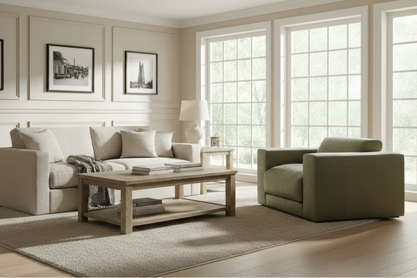 Palmer Modern Leather Track Arm Sofa Collection