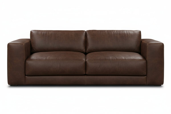 Palmer 94 Inch Modern Leather Two Cushion Track Arm Sofa