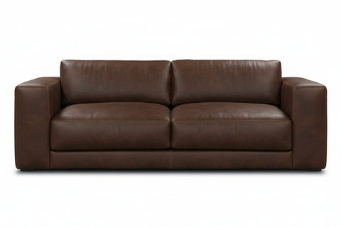 Palmer 94 Inch Modern Leather Two Cushion Track Arm Sofa