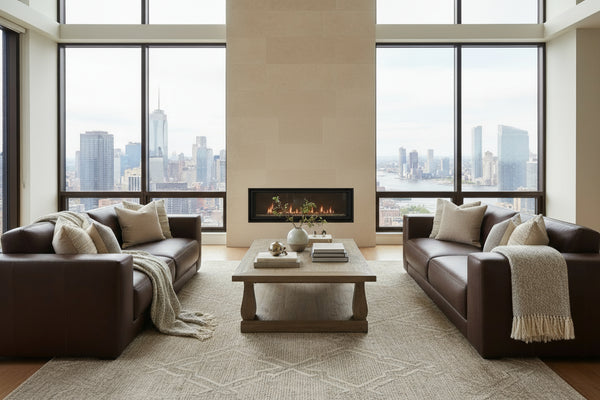 Palmer 94 Inch Modern Leather Two Cushion Track Arm Sofa