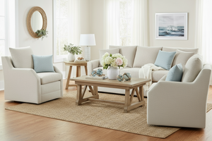 Pamela 8-Way Hand Tied Fabric 360 Swivel Pillow Back Accent Chair