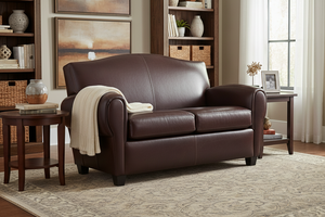 Parisian Leather Loveseat w/ Moustache Back