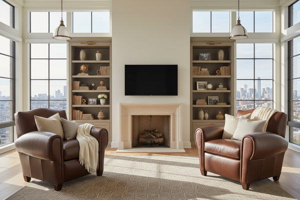 Parisian Camel Back Leather Reclining Chair