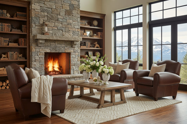 Parisian Camel Back Leather Reclining Chair