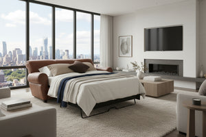 Parker 83.5 Inch 3 Cushion Leather Queen Sleeper Sofa Manhattan Style