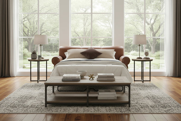 Parker 83.5 Inch 3 Cushion Leather Queen Sleeper Sofa Manhattan Style