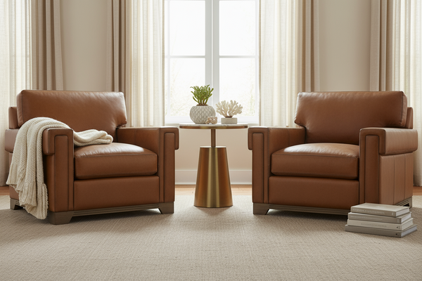 Patton Modern Track Arm Leather Club Chair