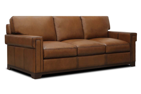 Patton 91 Inch Modern Leather Track Arm Sofa