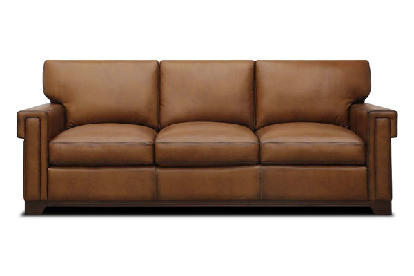 Patton 91 Inch Modern Leather Track Arm Sofa