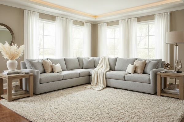 Paulette Track Arm Fabric Sectional Sofa