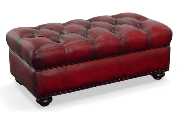 Paxton Tufted 36", 48", 56", Or 65" Inch Rectangular Leather Ottoman (4 Sizes Available)