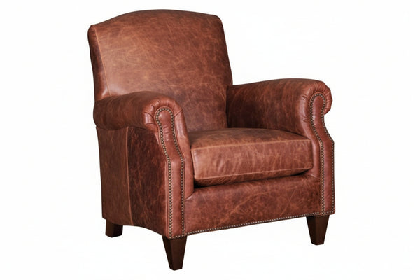 Percy Leather Tight Back Accent Chair