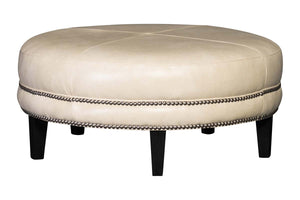 Peterson 36", 42" Or 46" Inch Round Leather Ottoman (3 Sizes Available)