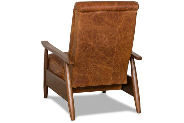 Peter Mid-Century Modern Leather And Wood Recliner Chair